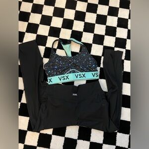 VSX Starry Sports Bra and Black Pink brand Leggings LOOK AT SIZES IN DESCRIPTION